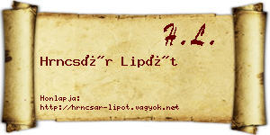 Hrncsár Lipót névjegykártya